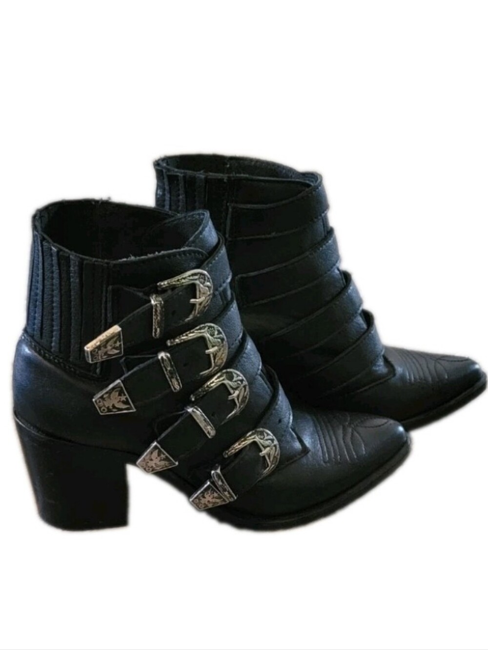 Steve Madden Billey Belted Leather Ankle Boots Whimsigoth Cowgirl Biker Western